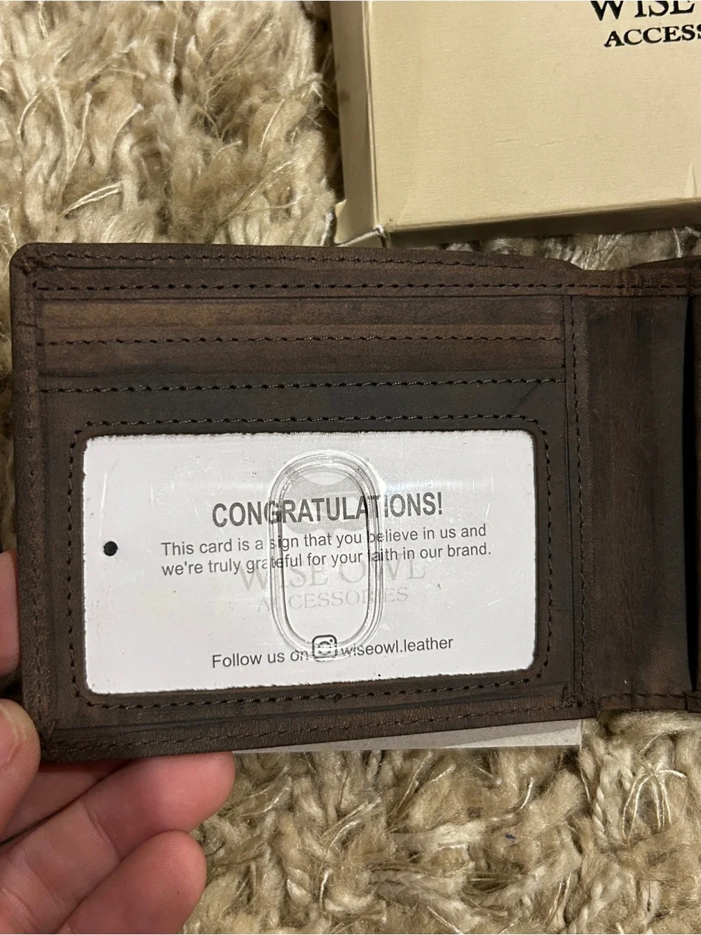 Wise Owl Brown Leather Bi-Fold RFID Wallet